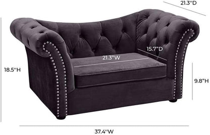 the Dachshund Collection Waterproof Velvet Upholstered Handmade Sofa Pet Dog Bed, Gray