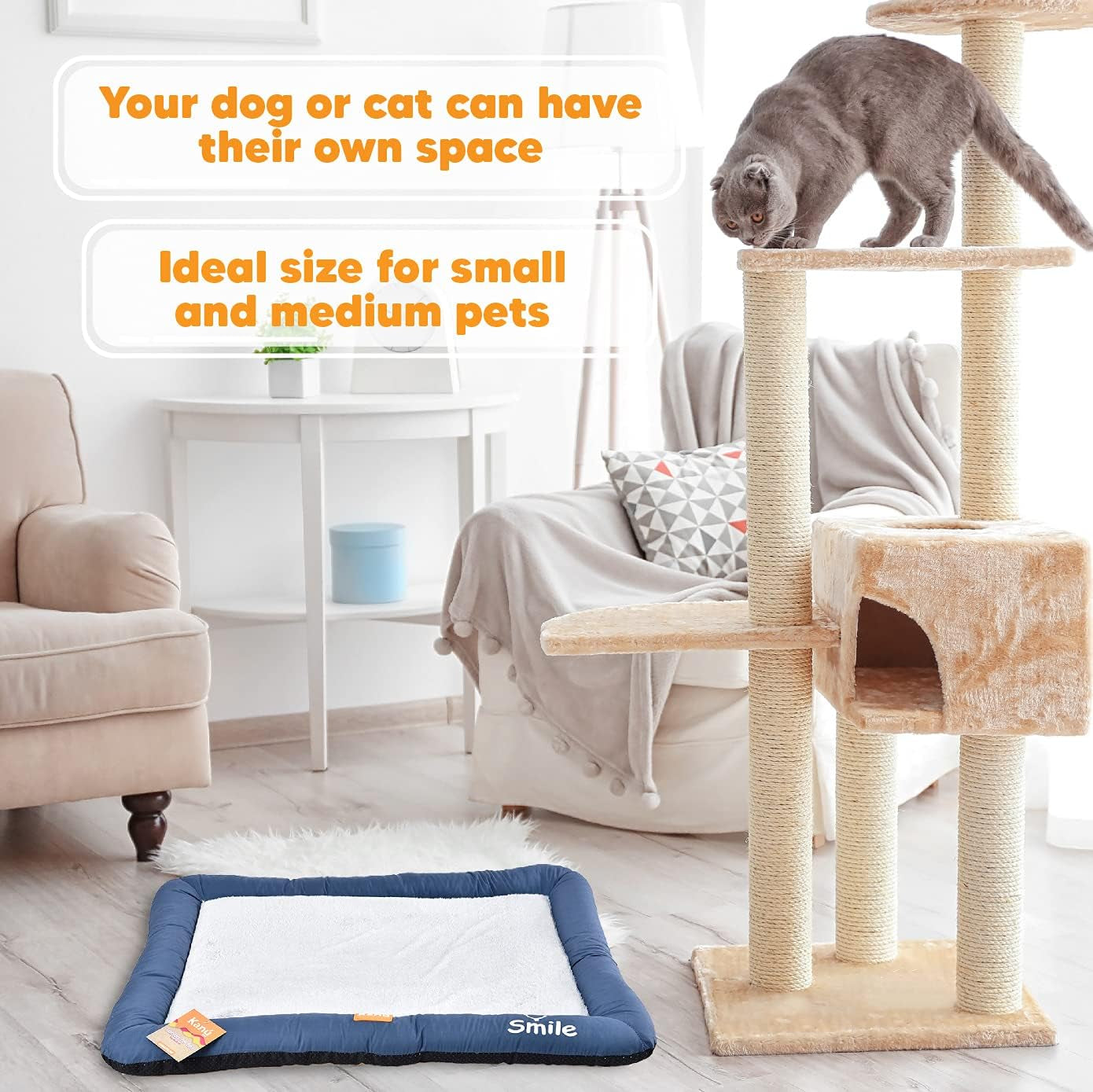 Dog Bed and Cat Bed, Washable Soft Dog Crates Soft Pet for Indoor and Outdoor - Large Blue