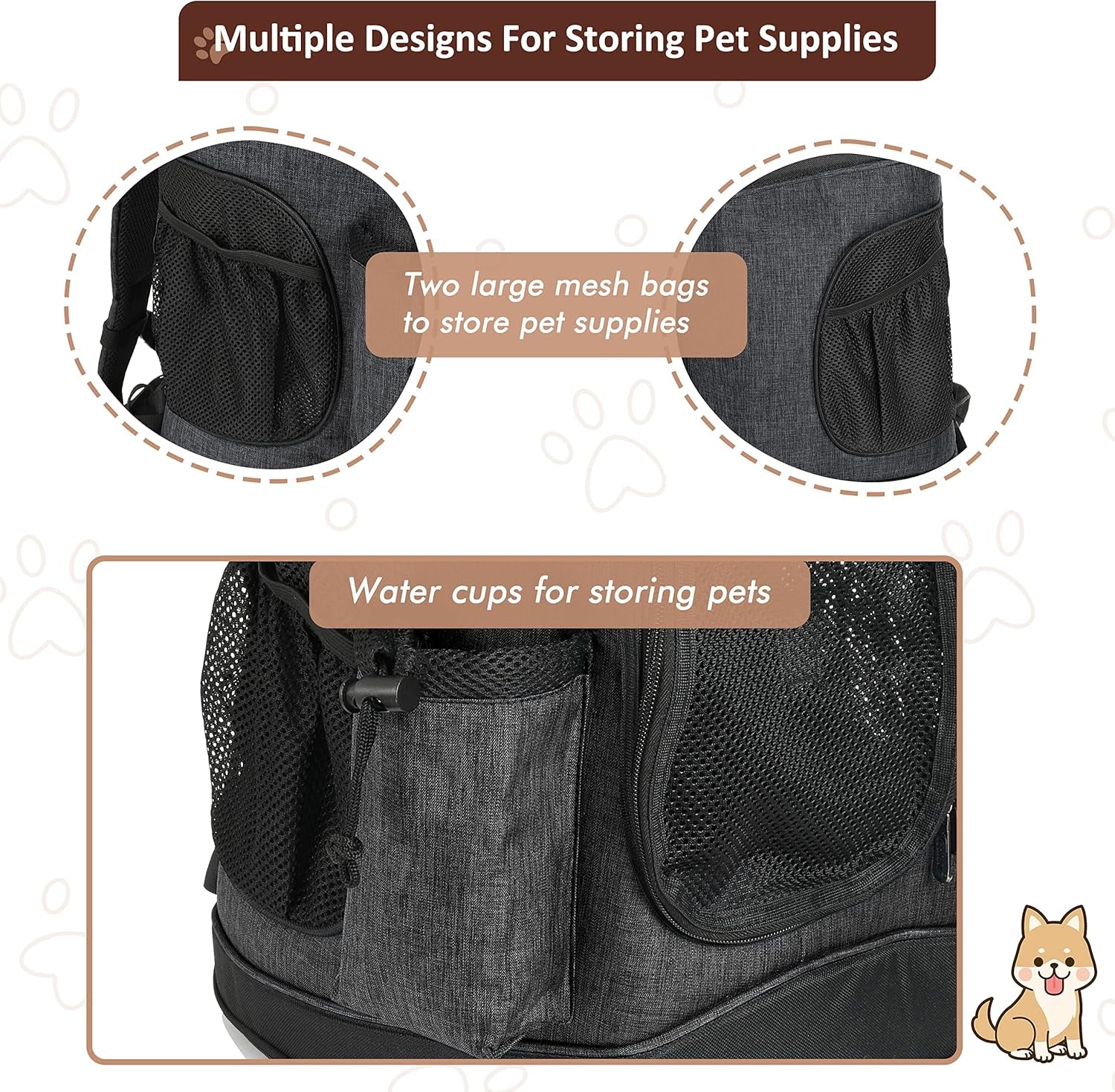 Two-Sided Entry Pet Backpack Travel Carrier for Cats & Small Dogs, Airline-Approved, Padded Back Support, Ideal for Hiking, Walking, Cycling & Outdoor Adventures