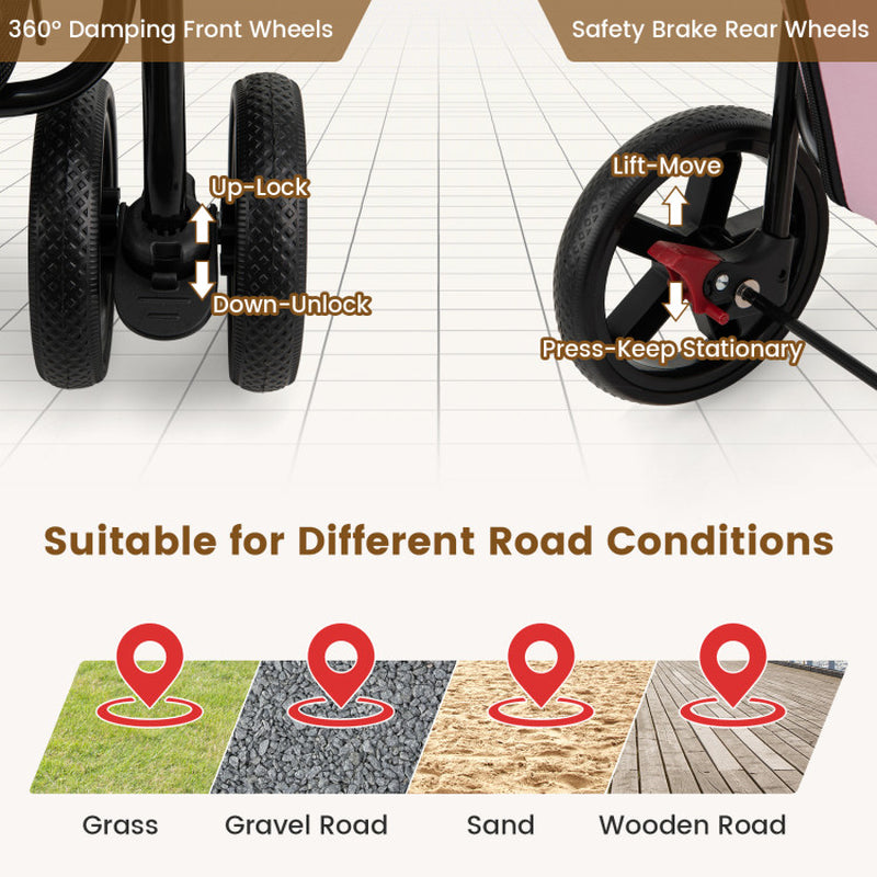 4-In-1 Double Pet Stroller with Detachable Carrier and Travel Carriage