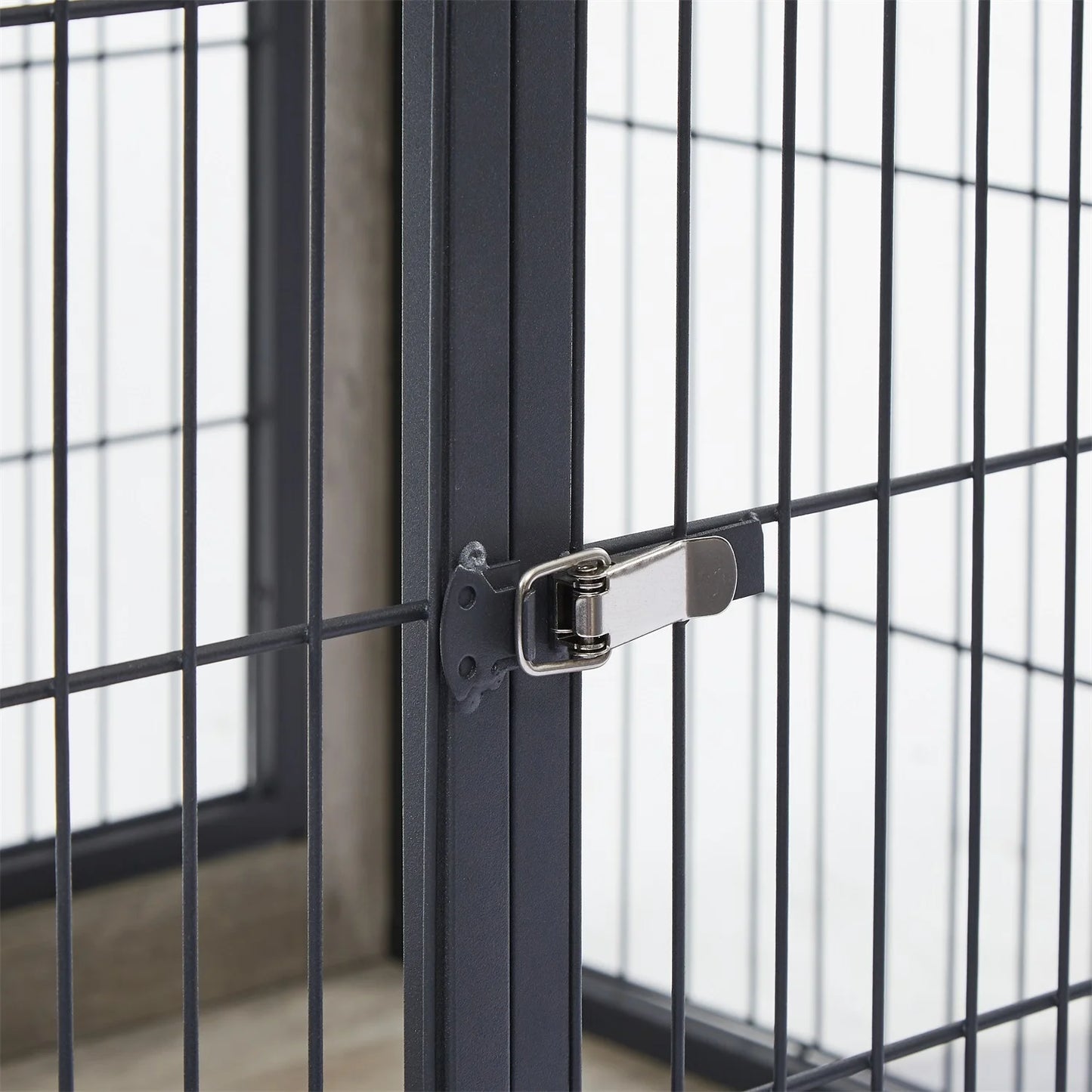 27 Inches Dog Crate Rustic Style Furniture Dog Cage Crate with Double Doors and Lift Top Heavy-Duty Kennel, Gray