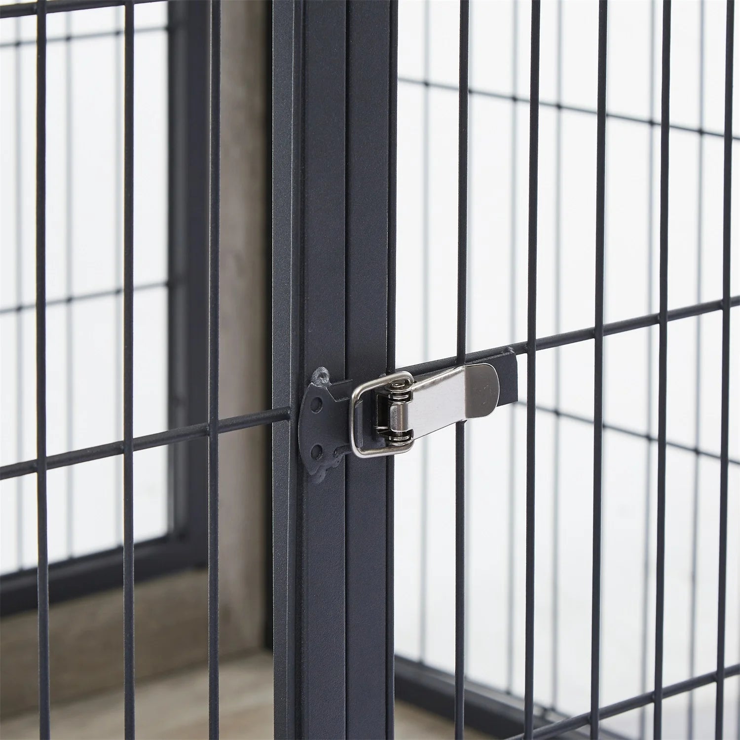 27 Inches Dog Crate Rustic Style Furniture Dog Cage Crate with Double Doors and Lift Top Heavy-Duty Kennel, Gray