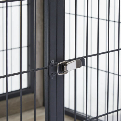 27 Inches Dog Crate Rustic Style Furniture Dog Cage Crate with Double Doors and Lift Top Heavy-Duty Kennel, Gray