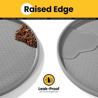 Dog Food Mat,Bpa-Free Silicone Pet Food Mats for Floor Waterproof,1/2 Inch Raised Edges Cat Dog Feeding Mat(Gray,32"X20")