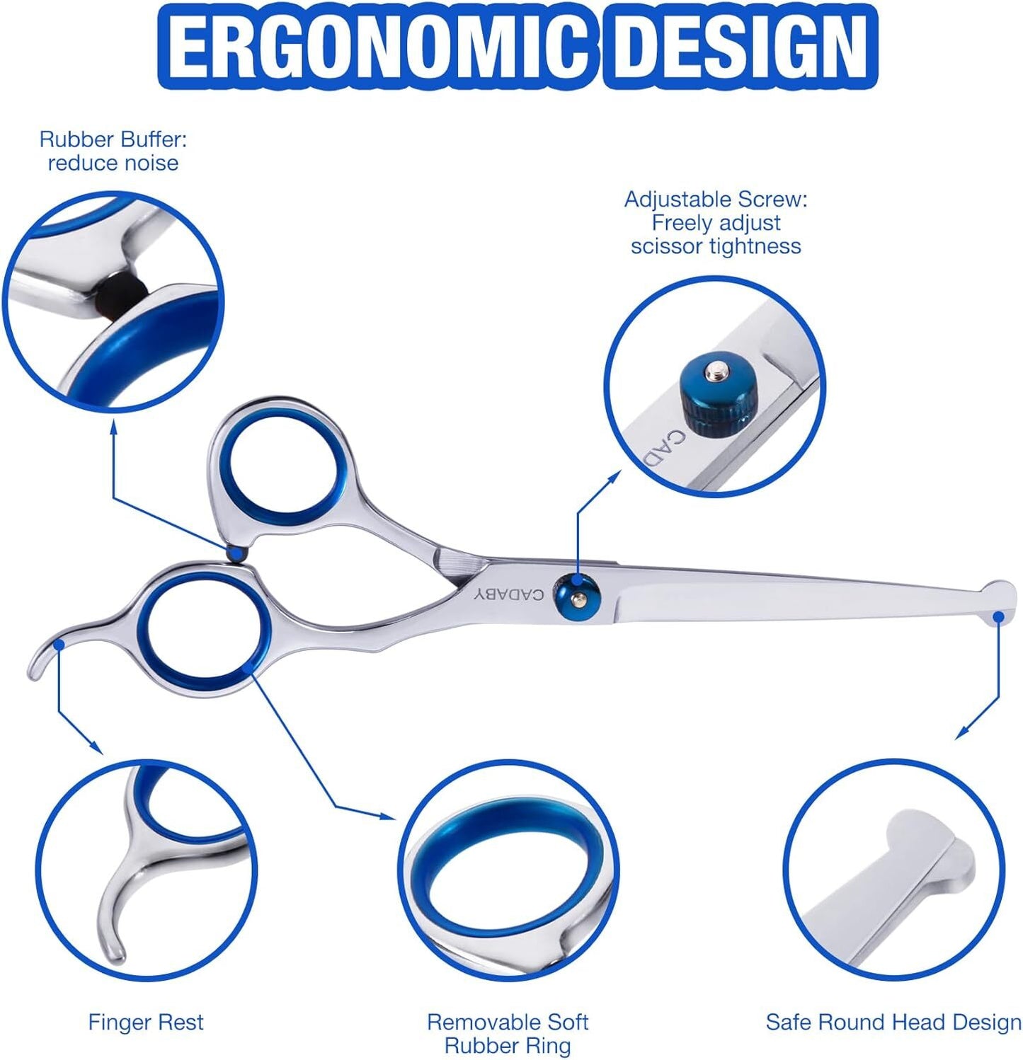 Dog Grooming Scissors with Safety round Tips,5 in 1 Dog Grooming Scissors Kit,