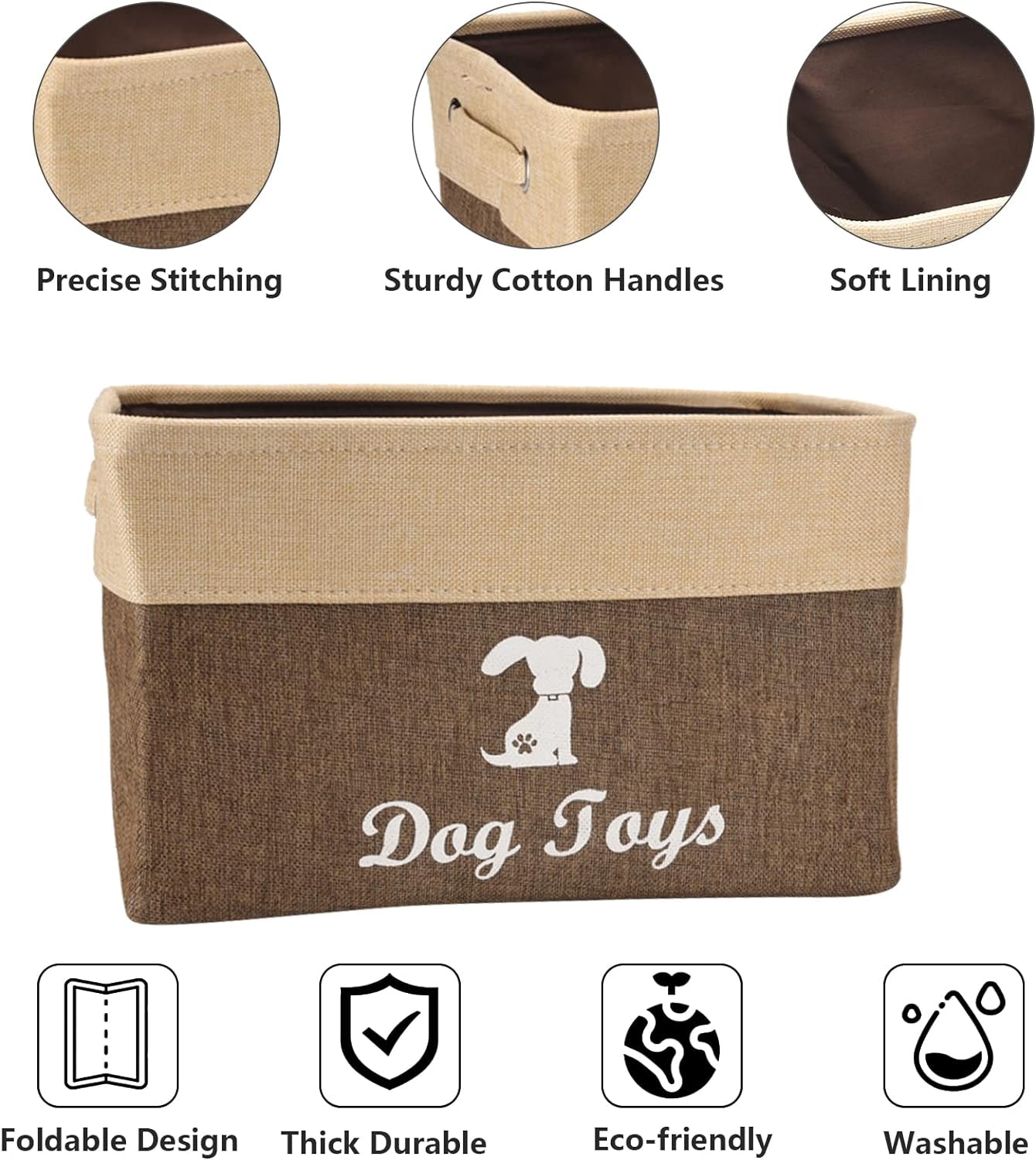 Linen Storage Basket Bin Chest Organizer - Perfect for Organizing Dog Toys Storage, Dog Shirts, Dog Coats, Dog Toys, Dog Clothing, Dog Dresses, Gift Baskets - Khaki