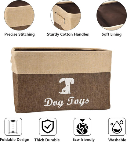 Linen Storage Basket Bin Chest Organizer - Perfect for Organizing Dog Toys Storage, Dog Shirts, Dog Coats, Dog Toys, Dog Clothing, Dog Dresses, Gift Baskets - Khaki