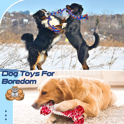 Dog Chew Toys for Aggressive Chewers, XL Dog Toys for Large Dogs, 5 Pack Indestructible Dog Toys for Aggressive Chewers, Cotton Dog Rope Toys, Tough Dog Bones for Aggressive Chewers Large Breed