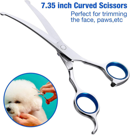 Dog Grooming Scissors with Safety round Tips,5 in 1 Dog Grooming Scissors Kit,