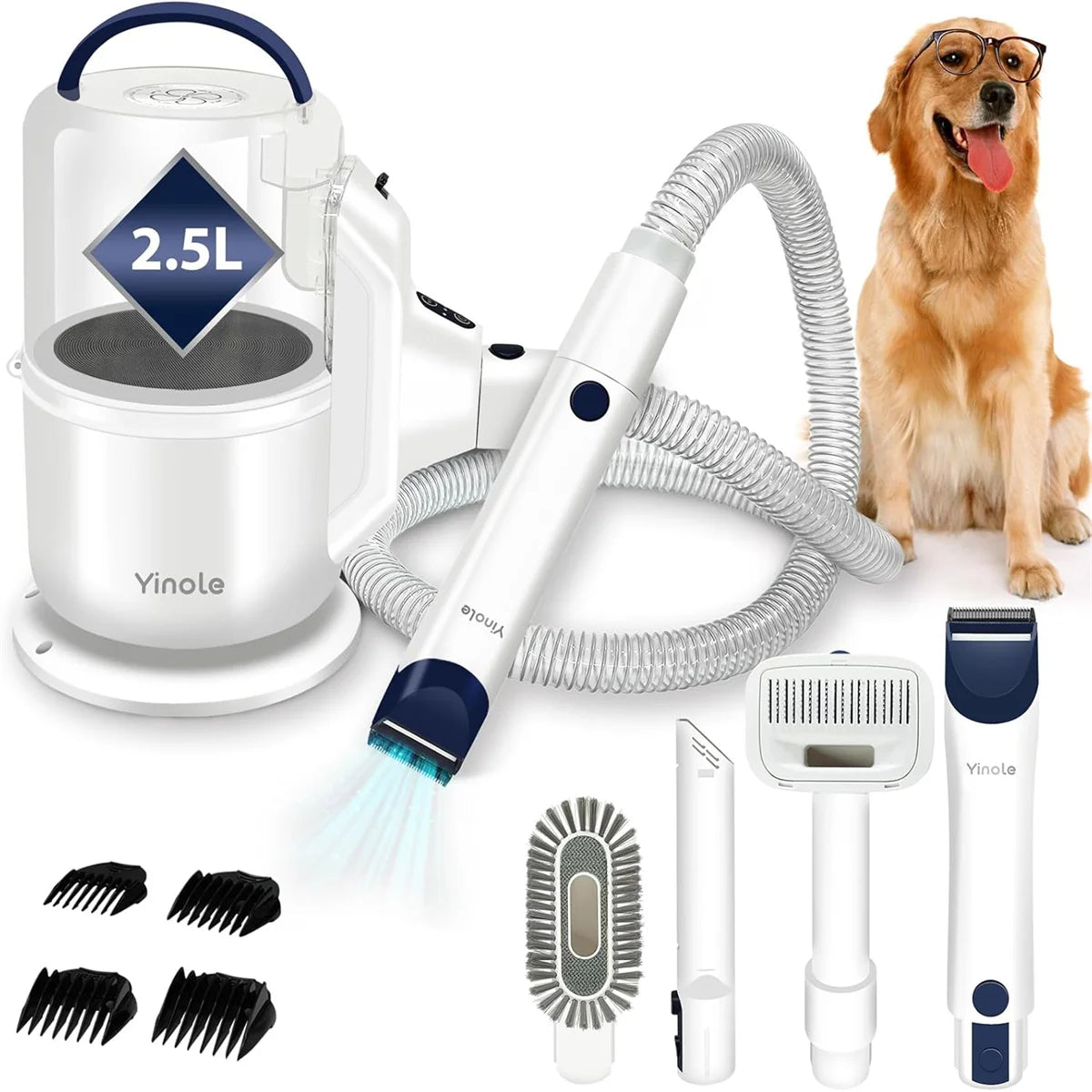 Yinole P50 Dog Grooming Vacuum, with Dog Clippers,Deshedding Grooming Tools,Cleaning Tools, 2.5L Large Cup, 12Kpa