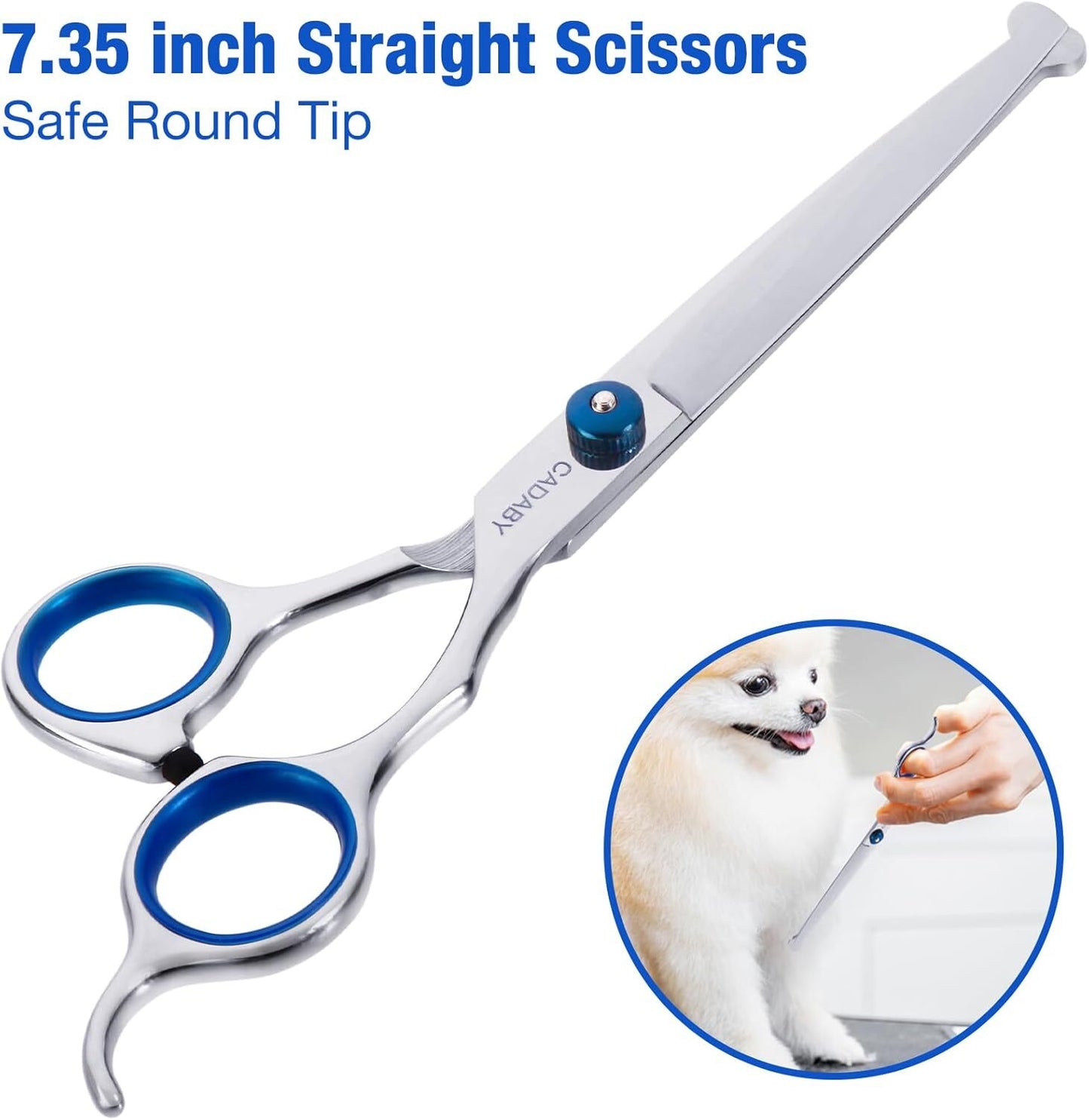 Dog Grooming Scissors with Safety round Tips,5 in 1 Dog Grooming Scissors Kit,