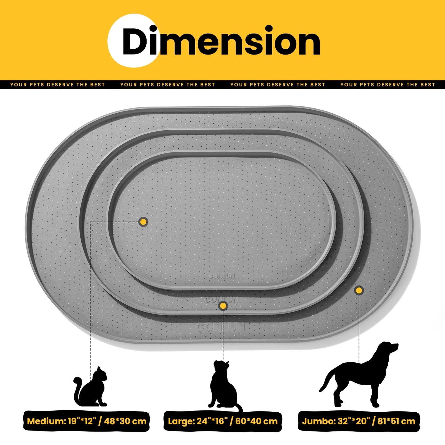 Dog Food Mat,Bpa-Free Silicone Pet Food Mats for Floor Waterproof,1/2 Inch Raised Edges Cat Dog Feeding Mat(Gray,32"X20")