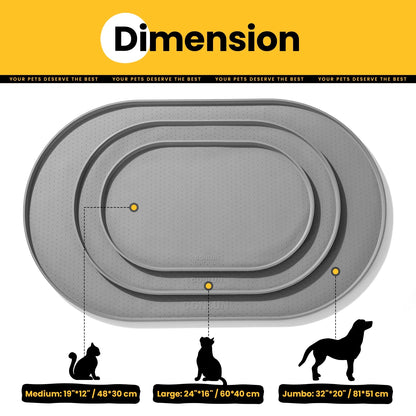Dog Food Mat,Bpa-Free Silicone Pet Food Mats for Floor Waterproof,1/2 Inch Raised Edges Cat Dog Feeding Mat(Gray,32"X20")