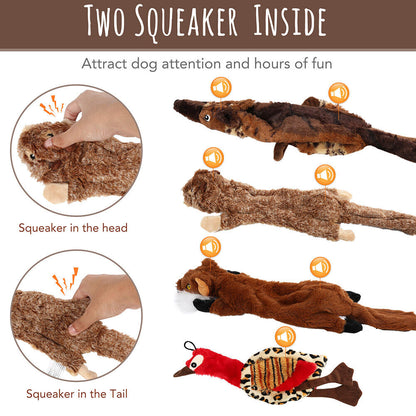Dog Squeaky Toys 5 Pack Pet Toys Dog Toy No Stuffing Animals Plush Chew Durable