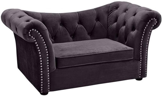 the Dachshund Collection Waterproof Velvet Upholstered Handmade Sofa Pet Dog Bed, Gray