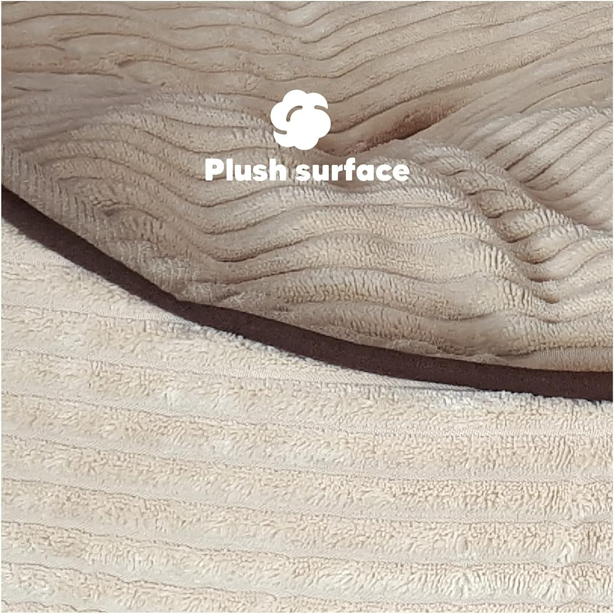 Dog Bed and Cat Bed, Washable Sleeping Soft Padding Oval Bed for Indoor and Outdoor- Medium Beige