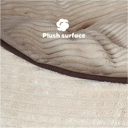 Dog Bed and Cat Bed, Washable Sleeping Soft Padding Oval Bed for Indoor and Outdoor- Medium Beige
