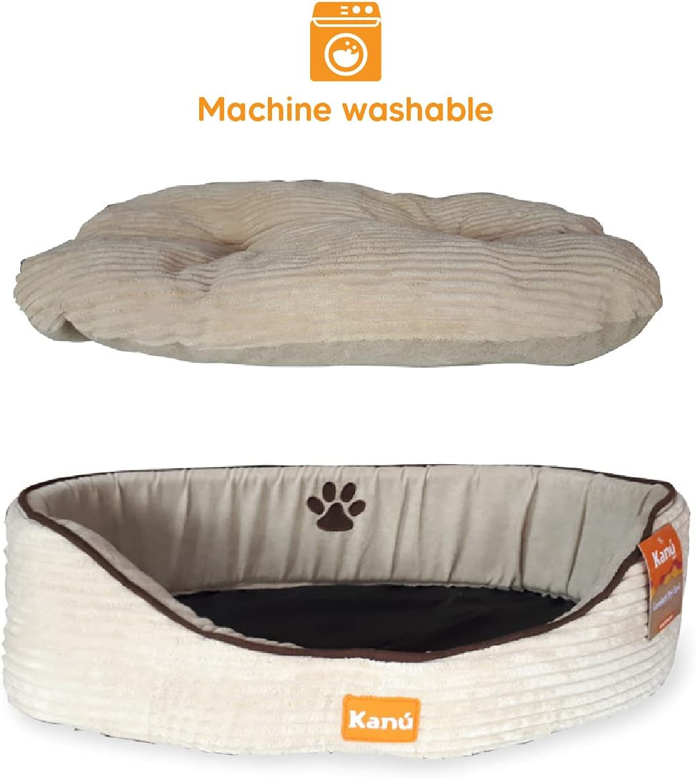Dog Bed and Cat Bed, Washable Sleeping Soft Padding Oval Bed for Indoor and Outdoor- Medium Beige