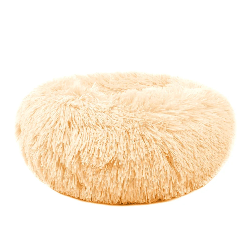 Round Plush Pet Bed for Dogs & Cats,Fluffy Soft Warm Calming Dog Bed Sleeping Kennel Nest,20 X 20 X 8"