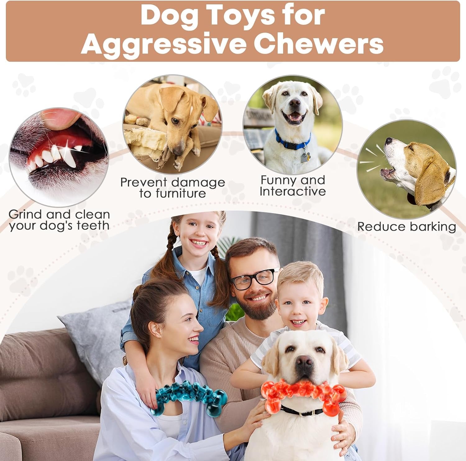 2 Pack Large Dog Chew Toys for Aggressive Chewers - Tough Dog Toys to Keep Them