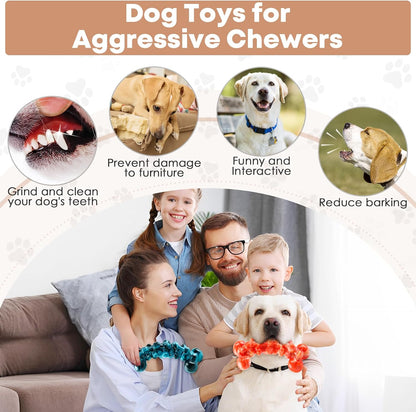 2 Pack Large Dog Chew Toys for Aggressive Chewers - Tough Dog Toys to Keep Them