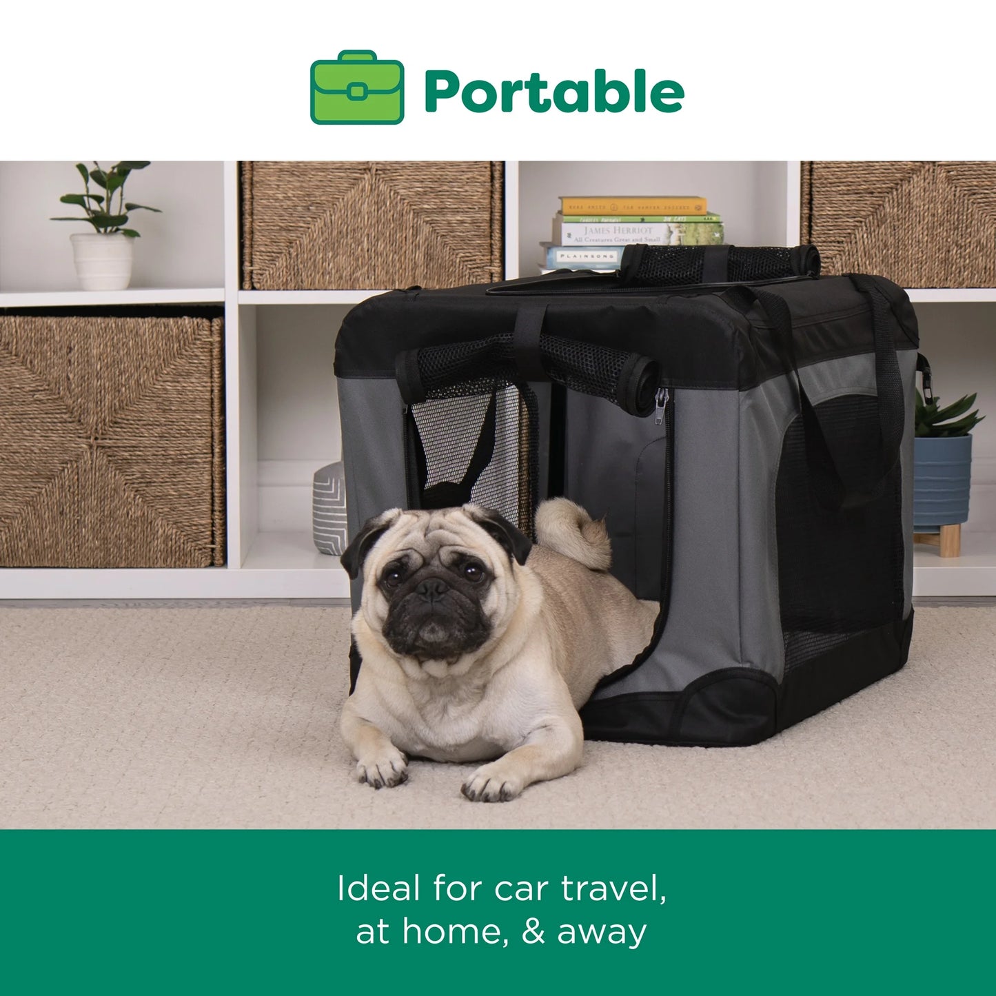 ® Pet Products Collapsible Pet Crate, Black, Large, 24 Lb Limit