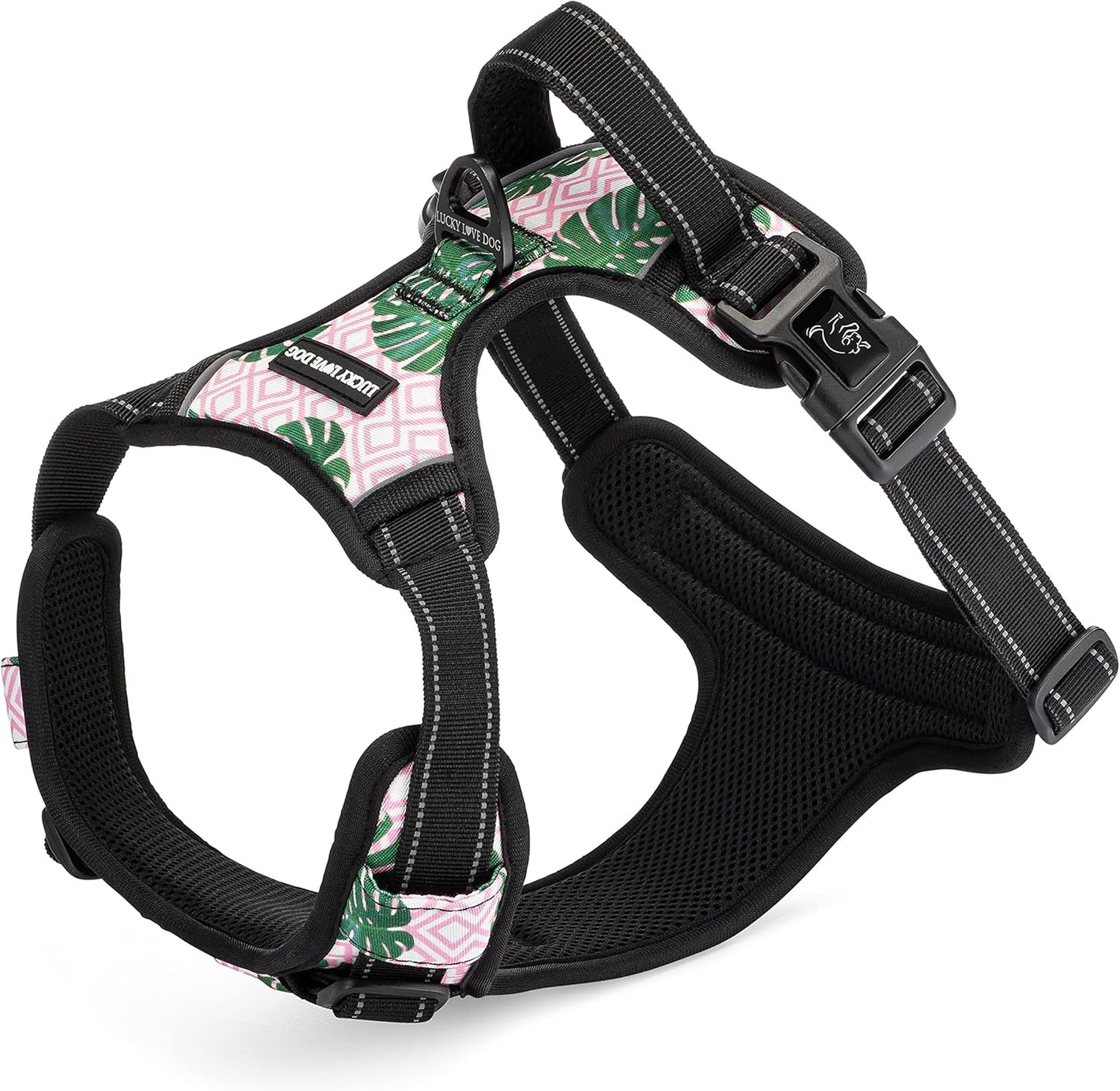 No Pull Dog Harness, Adjustable and Easy to Walk, Cute Patterned Harness for Small Medium Large Male & Female Dogs - Laguna, Large