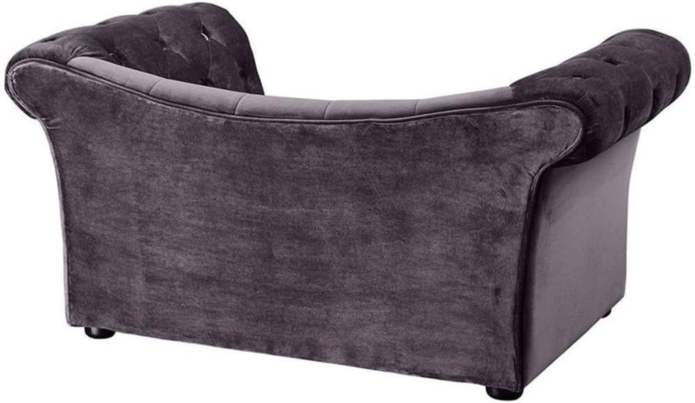 the Dachshund Collection Waterproof Velvet Upholstered Handmade Sofa Pet Dog Bed, Gray