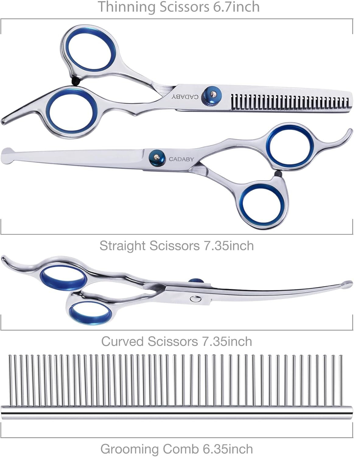 Dog Grooming Scissors with Safety round Tips,5 in 1 Dog Grooming Scissors Kit,