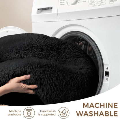 Calming Dog Bed & Cat Bed for Indoor Cats, Medium Size Washable Anti-Slip Anti-Anxiety Donut Dog Beds for Small Dogs & Cats, Fluffy Plush Cozy round Dogs Beds(20 Inch, Black)