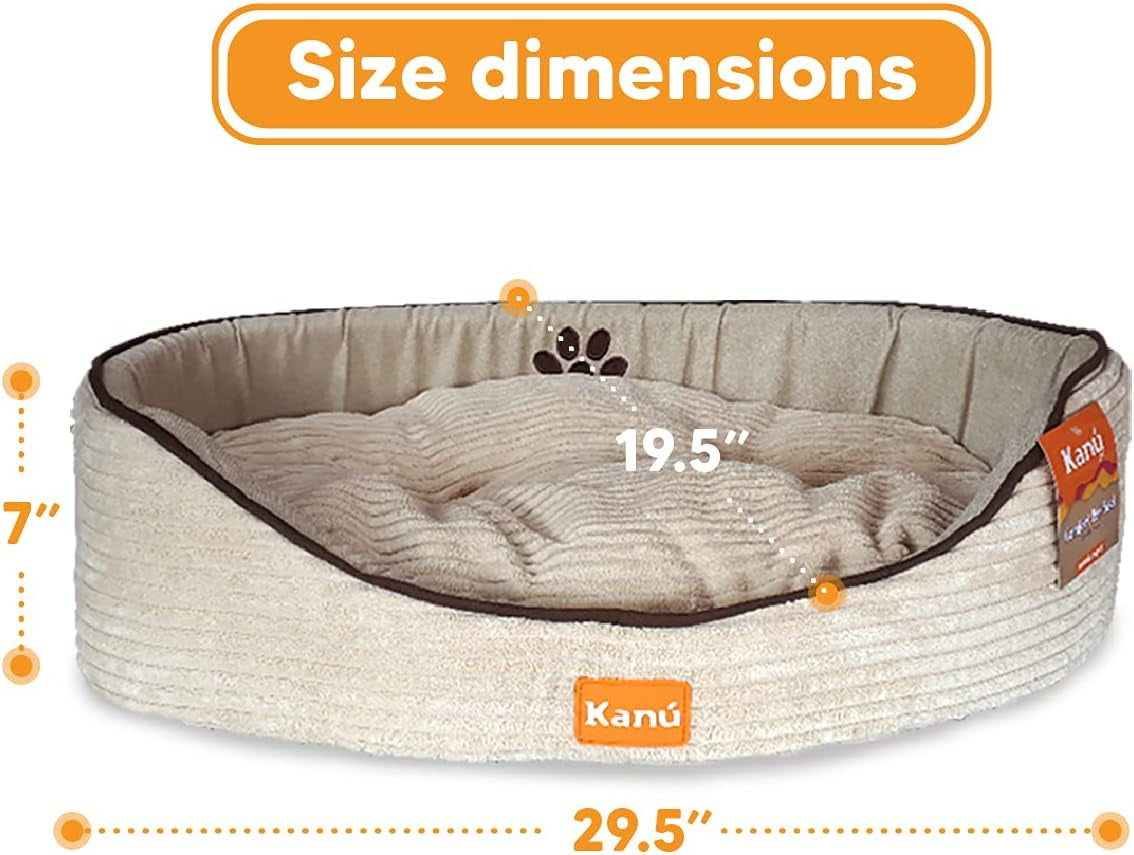 Dog Bed and Cat Bed, Washable Sleeping Soft Padding Oval Bed for Indoor and Outdoor- Medium Beige