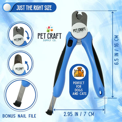 Dog & Cat Pets Nail Clippers and Trimmers - with Safety Guard to Avoid over Cutting, Bonus Nail File - Essential Puppies Supplies Grooming Kit