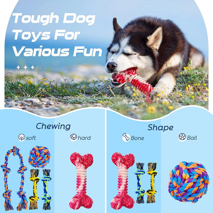 Dog Chew Toys for Aggressive Chewers, XL Dog Toys for Large Dogs, 5 Pack Indestructible Dog Toys for Aggressive Chewers, Cotton Dog Rope Toys, Tough Dog Bones for Aggressive Chewers Large Breed