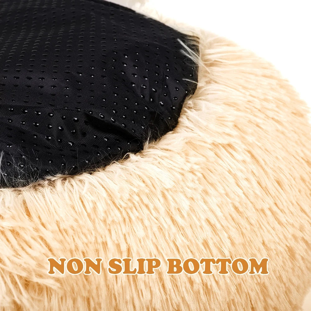 Round Plush Pet Bed for Dogs & Cats,Fluffy Soft Warm Calming Dog Bed Sleeping Kennel Nest,20 X 20 X 8"