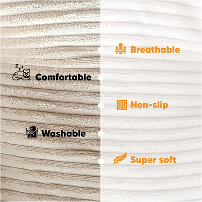 Dog Bed and Cat Bed, Washable Sleeping Soft Padding Oval Bed for Indoor and Outdoor- Medium Beige