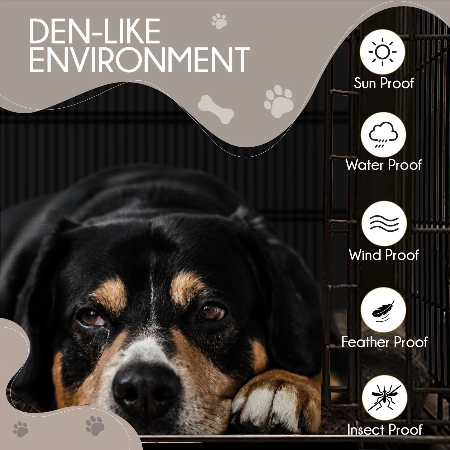 NEH Dog Crate Cover, Waterproof Crate Cover Outdoor Indoor, Large Dog Crate Cover, Universal Fit Wire Crate Cover, Breathable Privacy Kennel Cover - Fits Pet Crates 42"L X 28"W X 30"H