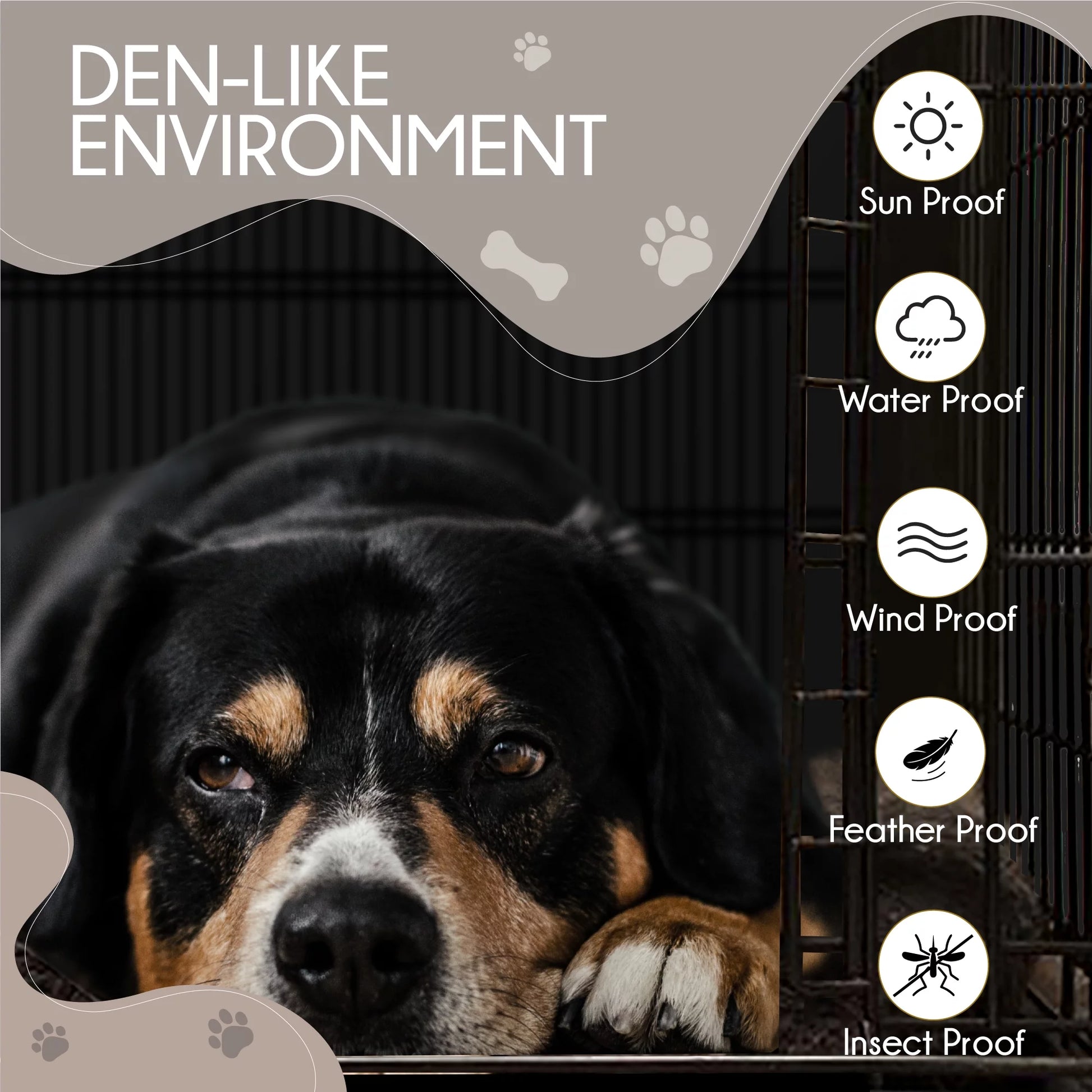 NEH Dog Crate Cover, Waterproof Crate Cover Outdoor Indoor, Large Dog Crate Cover, Universal Fit Wire Crate Cover, Breathable Privacy Kennel Cover - Fits Pet Crates 42"L X 28"W X 30"H