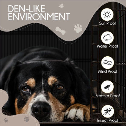 NEH Dog Crate Cover, Waterproof Crate Cover Outdoor Indoor, Large Dog Crate Cover, Universal Fit Wire Crate Cover, Breathable Privacy Kennel Cover - Fits Pet Crates 42"L X 28"W X 30"H