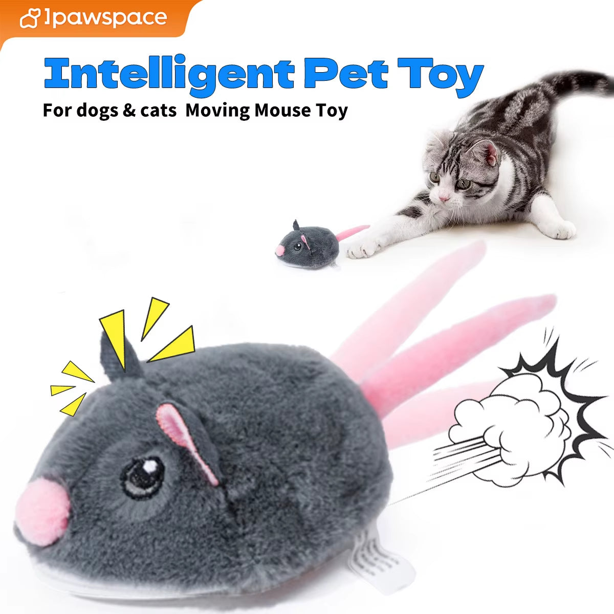Electric Interactive Mouse Cat Toys Funny Plush Toy Smart Pet Interactive Movement Toys Fast Moving Pet Cat Accessories