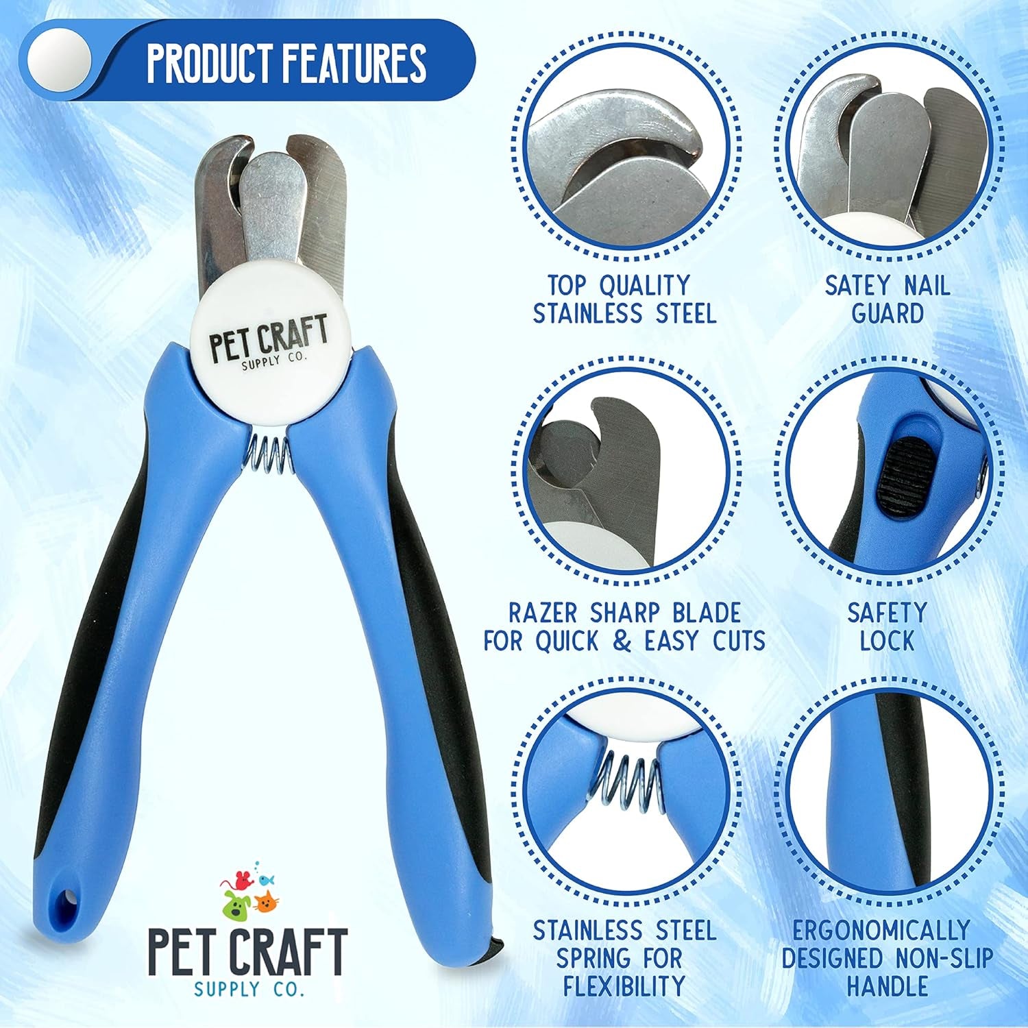 Dog & Cat Pets Nail Clippers and Trimmers - with Safety Guard to Avoid over Cutting, Bonus Nail File - Essential Puppies Supplies Grooming Kit