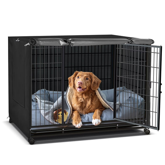 NEH Dog Crate Cover, Waterproof Crate Cover Outdoor Indoor, Large Dog Crate Cover, Universal Fit Wire Crate Cover, Breathable Privacy Kennel Cover - Fits Pet Crates 42"L X 28"W X 30"H