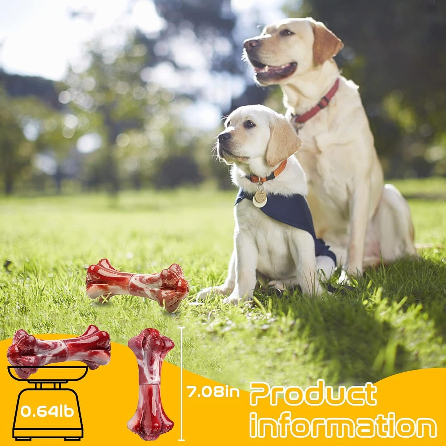 Durable Dog Toys, Indestructible Dog Chew Toys for Aggressive Chewers, Tough Nylon Dental Dog Toys for Large Medium Breed, Real Bacon Flavor