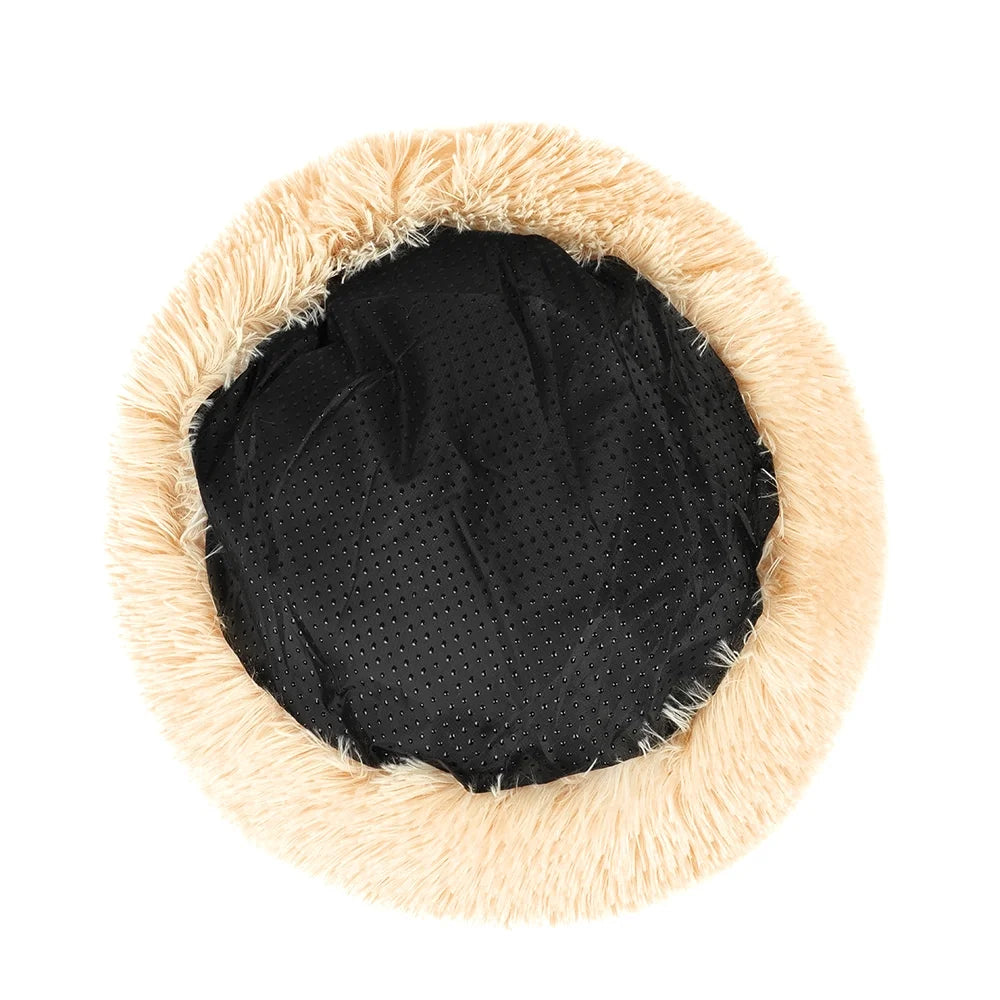 Round Plush Pet Bed for Dogs & Cats,Fluffy Soft Warm Calming Dog Bed Sleeping Kennel Nest,20 X 20 X 8"