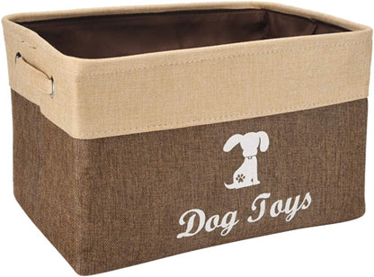 Linen Storage Basket Bin Chest Organizer - Perfect for Organizing Dog Toys Storage, Dog Shirts, Dog Coats, Dog Toys, Dog Clothing, Dog Dresses, Gift Baskets - Khaki