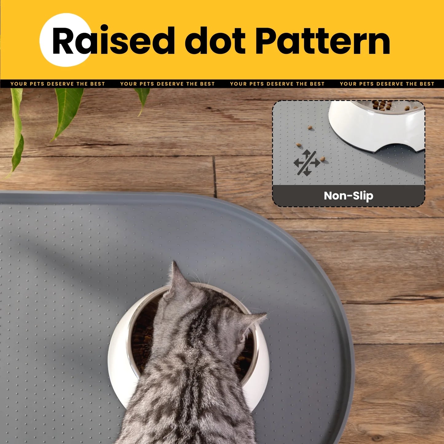 Dog Food Mat,Bpa-Free Silicone Pet Food Mats for Floor Waterproof,1/2 Inch Raised Edges Cat Dog Feeding Mat(Gray,32"X20")