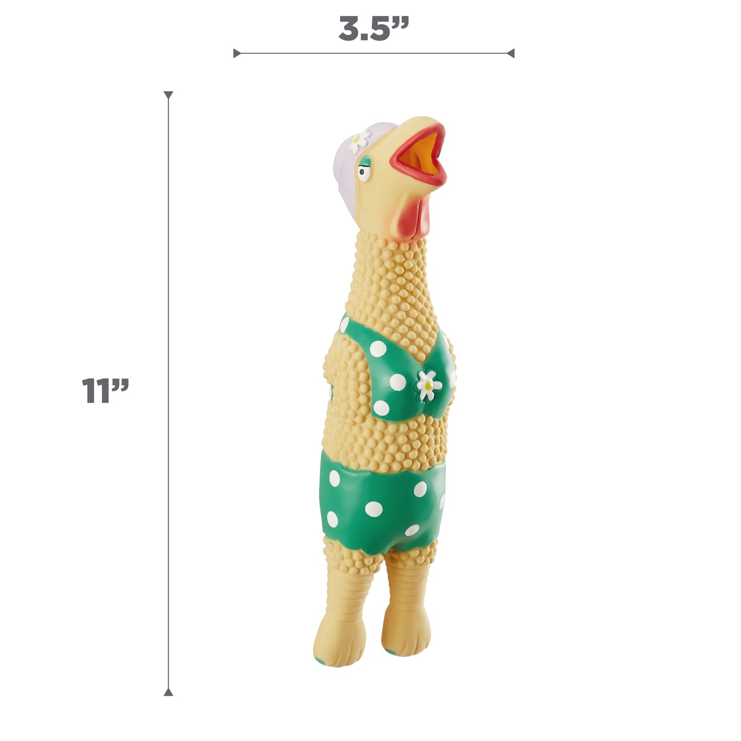 Outward Hound by Charming Pet Squawkers Grandma Hippie Chick Latex Rubber Chicken Interactive Dog Toy, Large