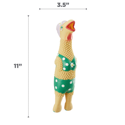 Outward Hound by Charming Pet Squawkers Grandma Hippie Chick Latex Rubber Chicken Interactive Dog Toy, Large