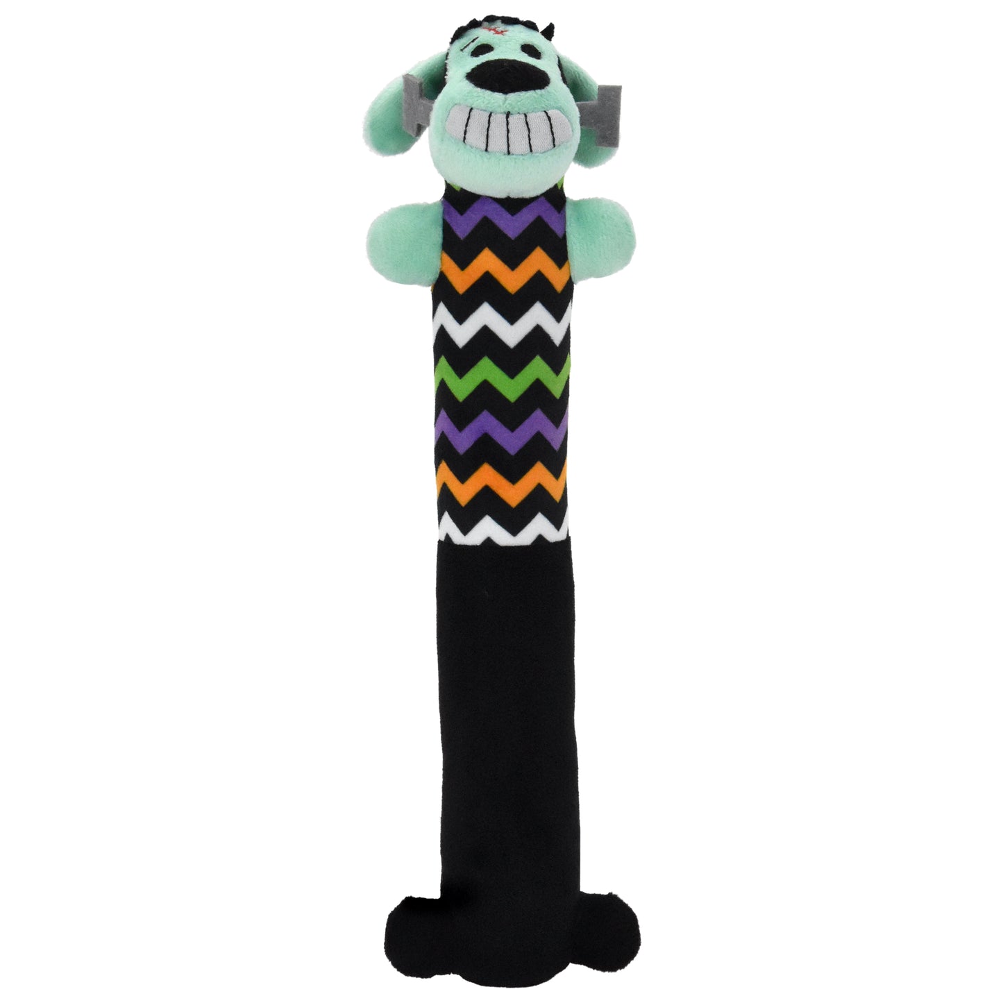 Smiling Loofa Halloween Plush Dog Toy with Squeaker, 2 Piece Multipack, Frankenstein and Mummy, 12"