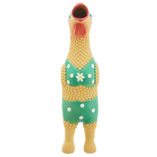 Outward Hound by Charming Pet Squawkers Grandma Hippie Chick Latex Rubber Chicken Interactive Dog Toy, Large
