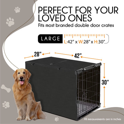 NEH Dog Crate Cover, Waterproof Crate Cover Outdoor Indoor, Large Dog Crate Cover, Universal Fit Wire Crate Cover, Breathable Privacy Kennel Cover - Fits Pet Crates 42"L X 28"W X 30"H
